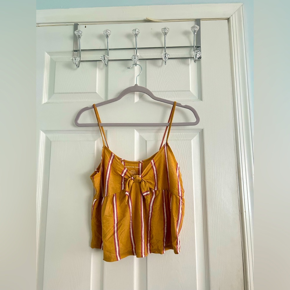 American Eagle Woman’s yellow bow tie blouse size M